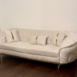 Cream And Gold Sofa/Loveseat
