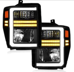 New Pair LED Headlights For 2008-2010 Ford F250 F350 F450 F550 Super Duty Mikas Nuevas Delanteras