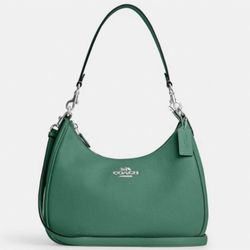 COACH CJ517 💚BRIGHT GREEN💚 PEBBLE LEATHER TERI HOBO BAG 🌟LIKE NEW🌟