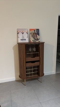 Bar cart & paintings