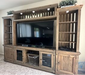 Rustic Wood Entertainment Center Wall Unit