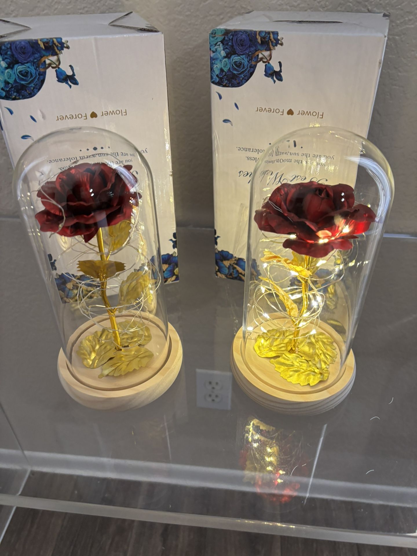 Light Up Roses Flowers in Glass Dome