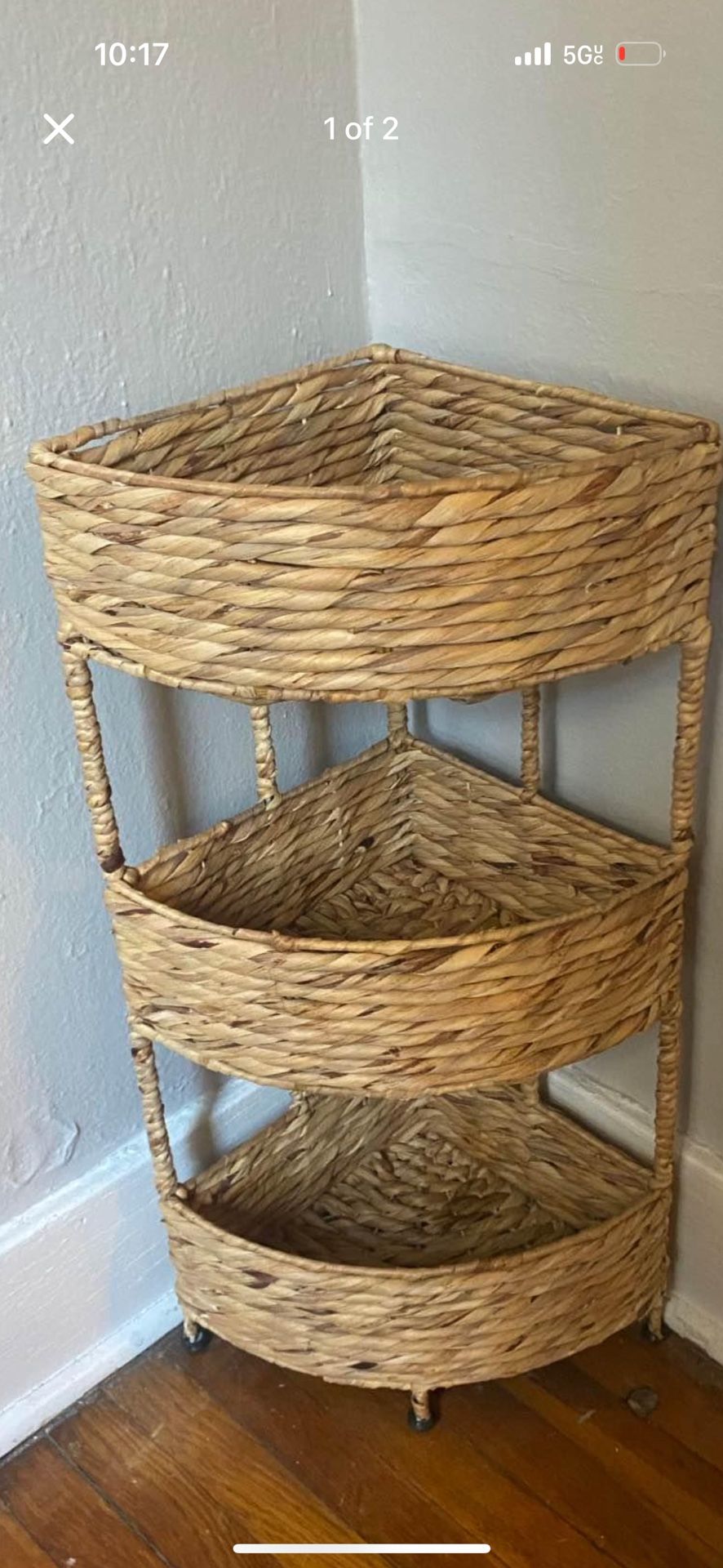 Rattan corner shelf
