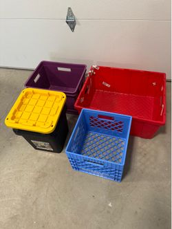 Storage Bin & Crate Lot – 4 Pieces