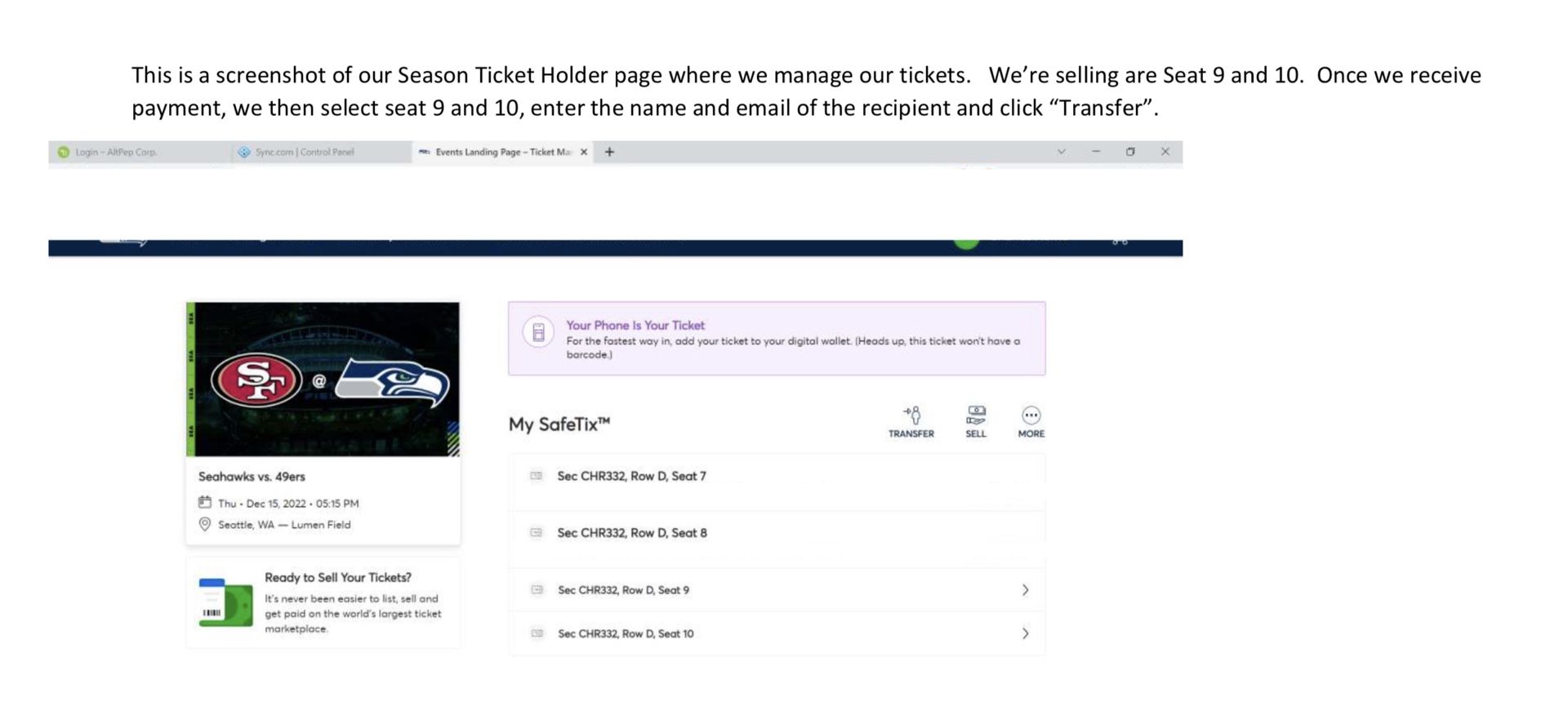 Seahawks vs 49ers Tickets