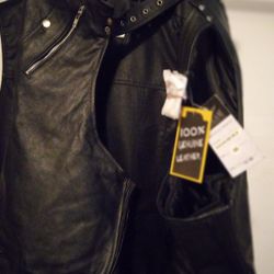 Genuine Leather Motorcycle Chaps and Vest