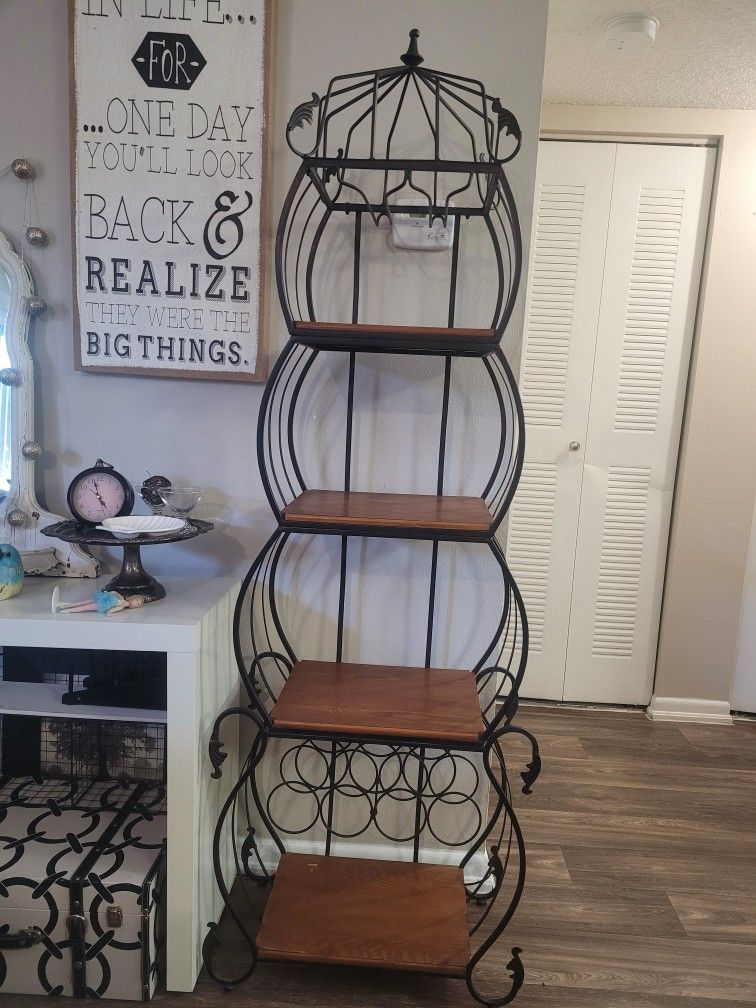 Iron and Wood Wine Rack Shelf
