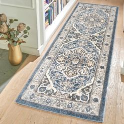 Indoor Machine Woven Area Rugs | Durable, High-Traffic, Non-Shedding & Stain Resistant | Wynn, Blue, 2.6 x 8 ft Runner,   Brand new  I can do delivery