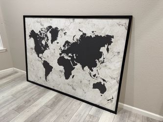 Large Framed World Map Canvas Wall Art