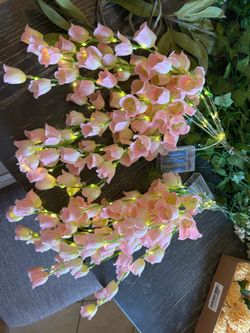Pink dangling flower lights