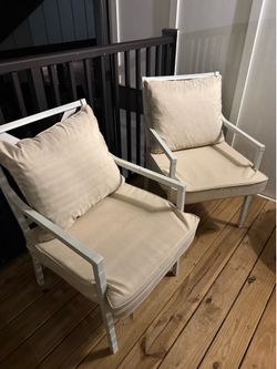 2 outdoor patio chairs with cushions (read description) OBO