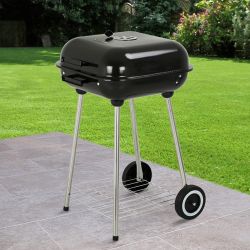 Expert Grill 17.5 Square Steel Charcoal Grill with Wheels, Black