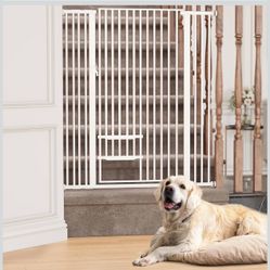 Tall Dog Gate (With Cat Gate) - Extra Wide Plus Wall Nanny