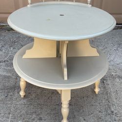 VINTAGE ROUND SIDE TABLE-TWO TIERED-EARLY AMERICAN