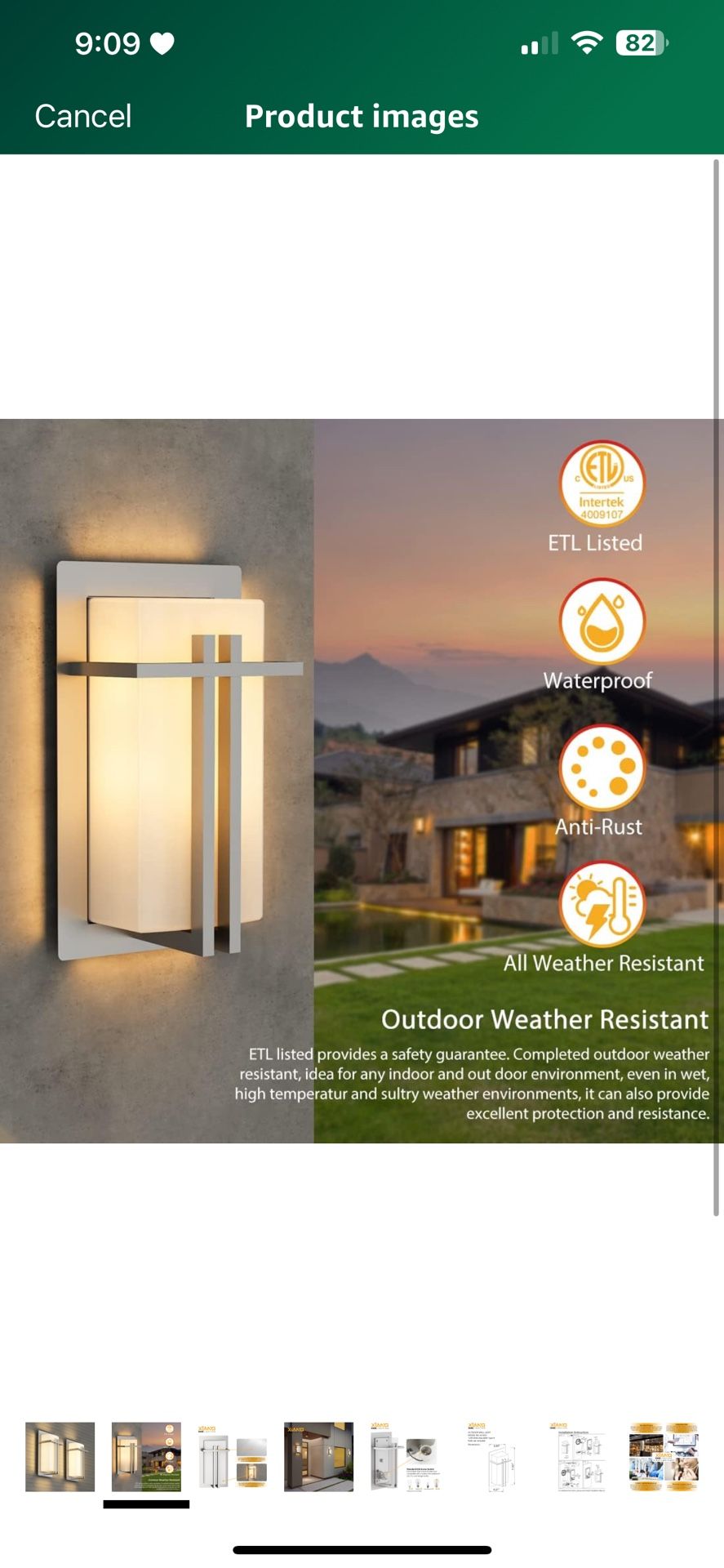 Outdoor Wall Ligh,t #4216SS, ETL Listed Exterior W Sconce, Waterproof & All Weather