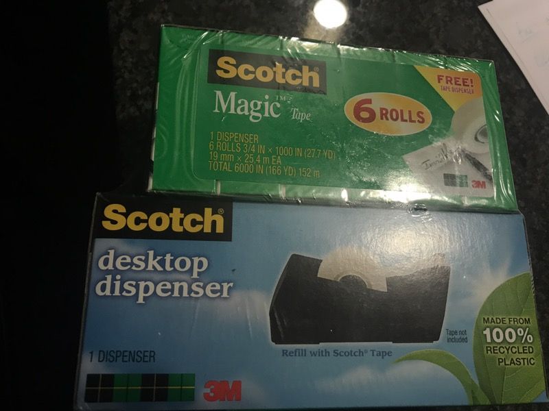 Scotch tape dispenser and 6 rolls of tape