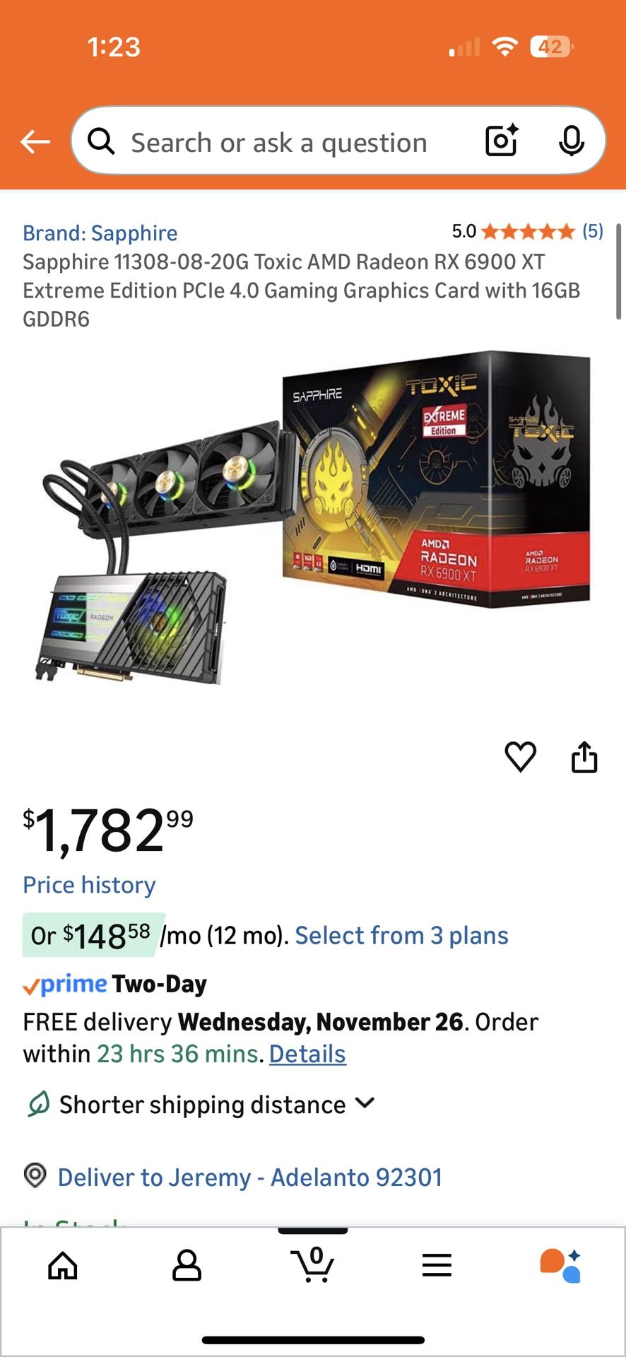 6900XT Sapphire Toxic Limited Edition GPU Graphics Card