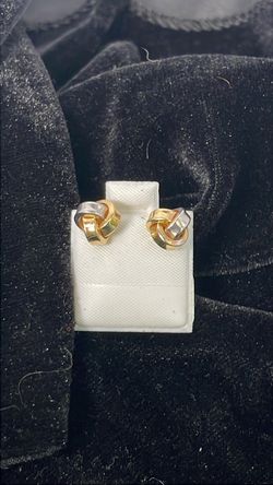 14k two tone knot stud earrings