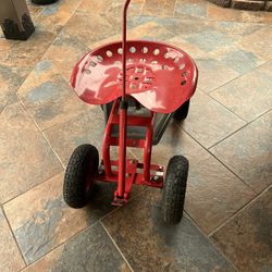 Giantex Rolling Garden Cart, 360 Swivel Gardening Seat with Wheels, Tool Basket, Adjustable Height, Outdoor Garden 