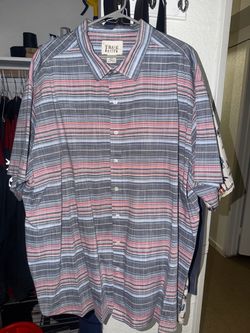 3xl True Nation Striped Button-Up Short Sleeve Shirt