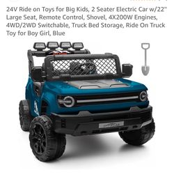 24V Ride on Toys for Big Kids, 2 Seater Electric Car w/22'' Large Seat