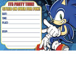 Sonic The Hedgehog Birthday Party Invitations 