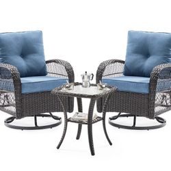 New Assembled Outdoor Swivel Rocker Patio Chairs Set, Rocking Chair 3 Piece Patio Furniture 