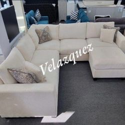 ✅️✅️ 4pc  for grey corduroy fabric upholstered sectional sofa with ottoman ✅️✅️