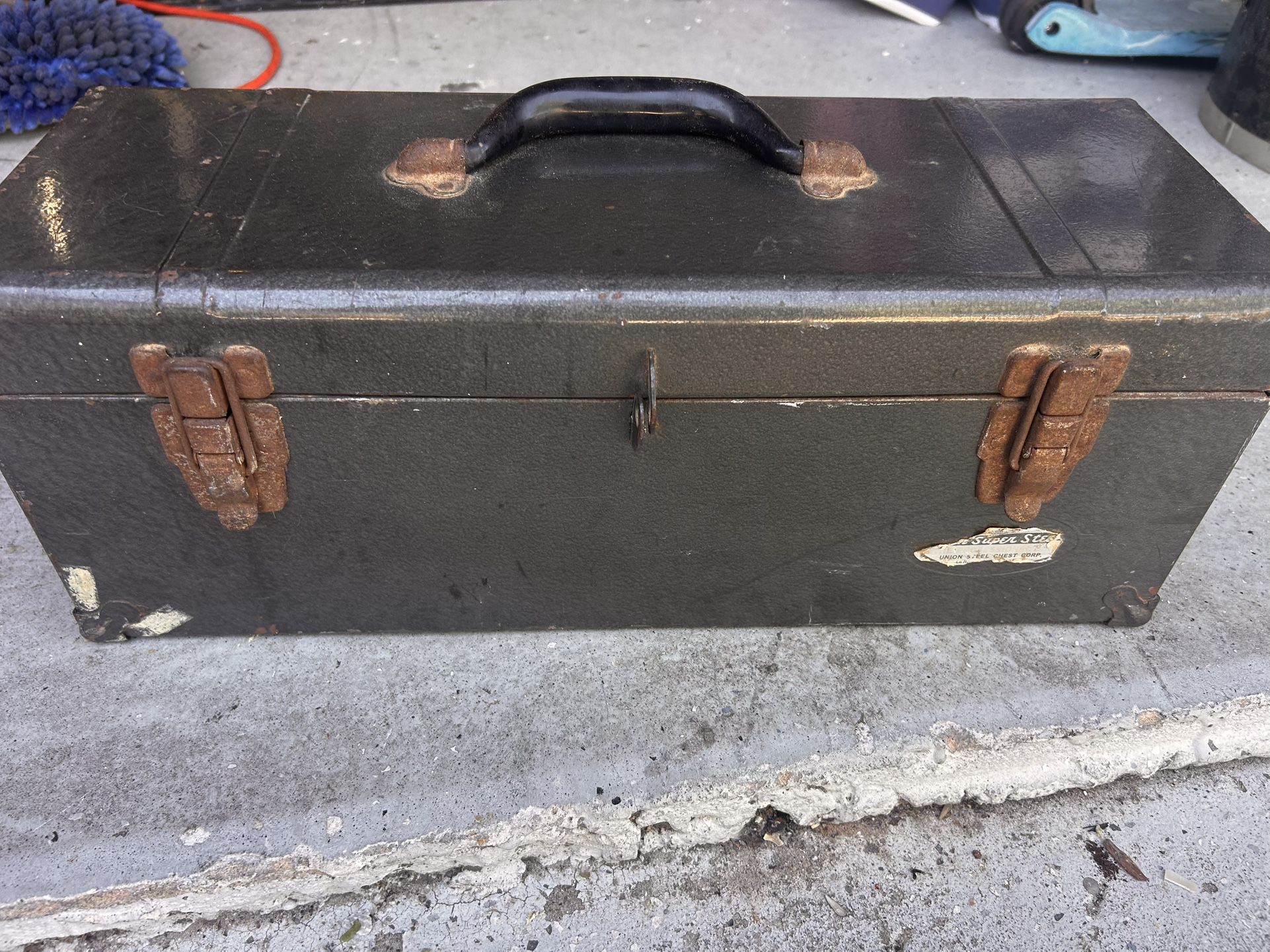 Vintage metal tool box.