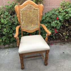 Vintage Wooden High Back Arm Chair Farmhouse 