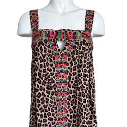 THML Tatum Total Cuteness Cheetah Print Matchstick Tank Top Embroidered NWOT M