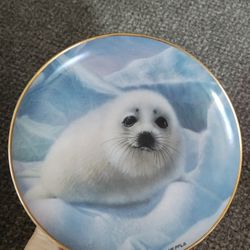 "Snow Pup" Collector's Plate By Wepplo, 22k Gold Trimmed