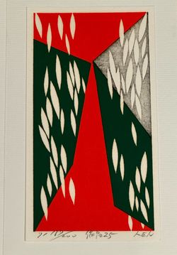 1971 Modernist Japanese Woodblock Print "Work 25" by Kenji Kusaka b.1936 187/200