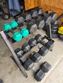 290lbs Dumbbell Set with Weight Rack