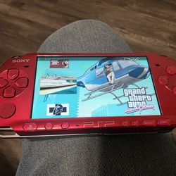 Playstation Psp 3000 Red Mod--ded Video Game Console 