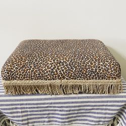 Vintage Leopard Print and Fringe Footrest