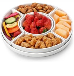 MALACASA Porcelain Divided Serving Dishes, Appetizers Tray, Serving Tray for Party - Perfect for Chips and Dip, Fruit, Veggies, Candy and Snacks, Divi