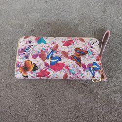 Women's Casual Zip Around Wallet Pink Multi With Red 