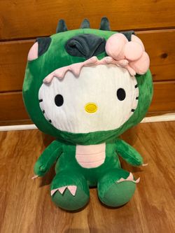 Sanrio Hello Kitty Green Dinosaur T-Rex Costume 20" Large Plush Anime Rare