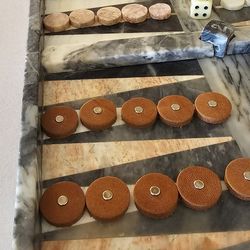 Backgammon Vintage Marble and Onyx Luxury Hand Made Board Game