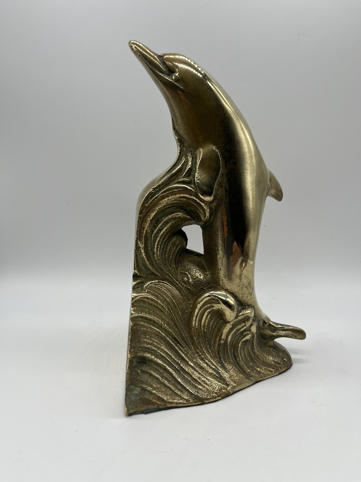 Vintage Brass Dolphin Bookend