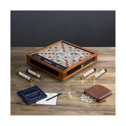 GREAT GRANDPARENT GIFT Scrabble Luxury Edition With Rotating Wooden Game Boards 