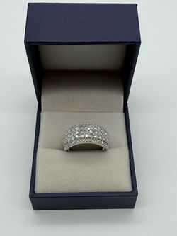 10K White Gold 1.50 CTW Natural Round Diamond Pavé Band Ring 12.25 8.5mm
