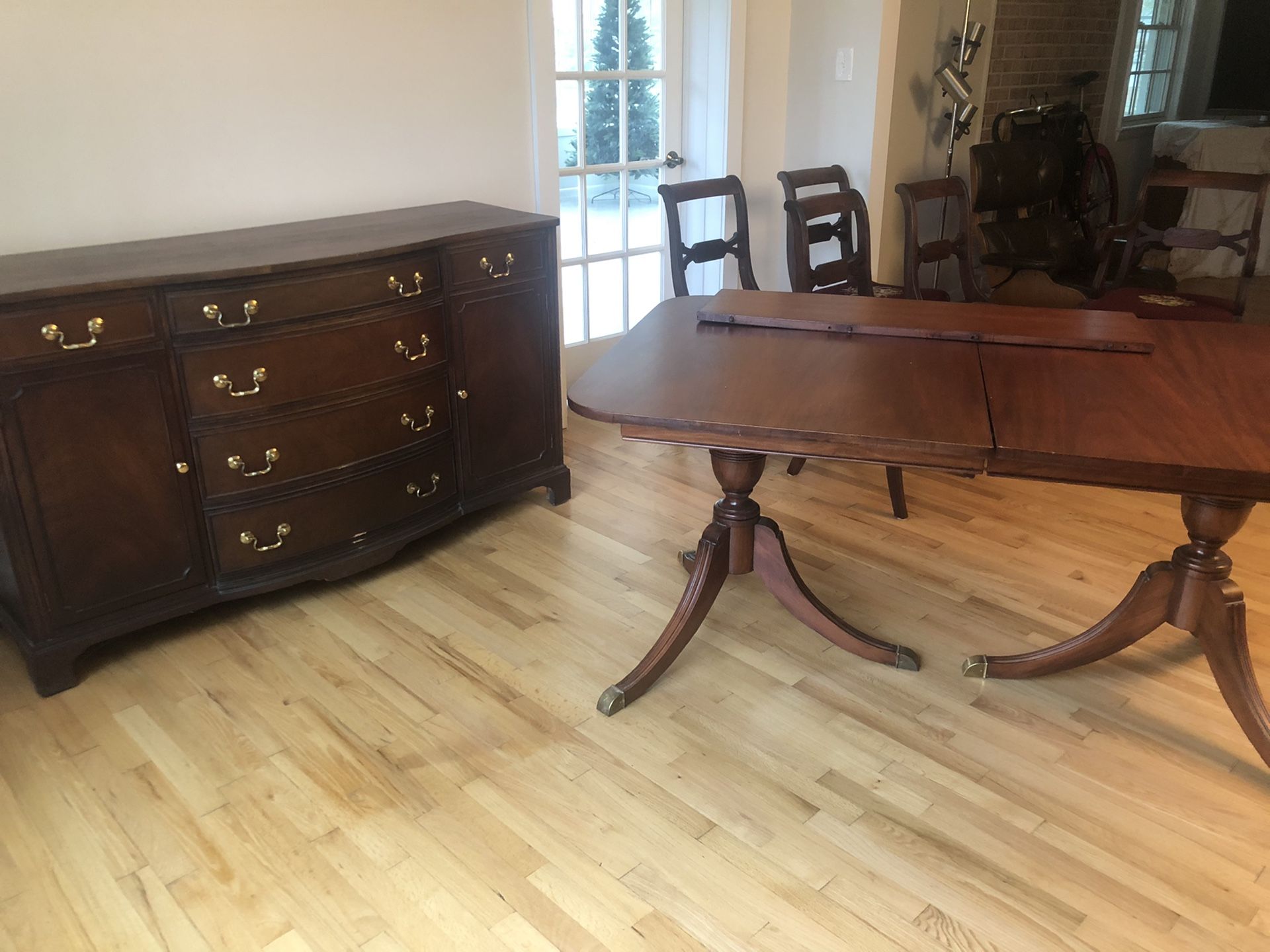 Antique dining room set with serving cabinet