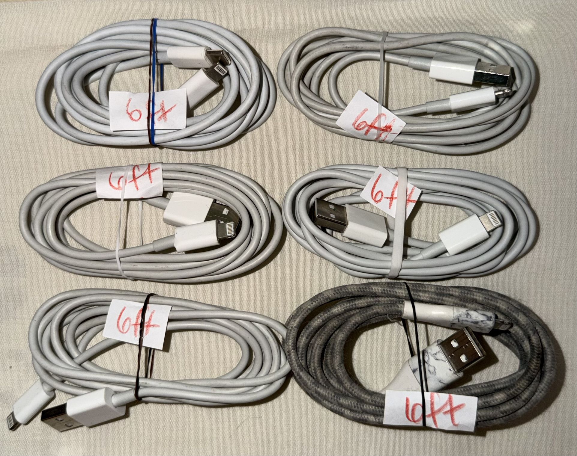 6- 6ft. IPhone/Ipad Chargers