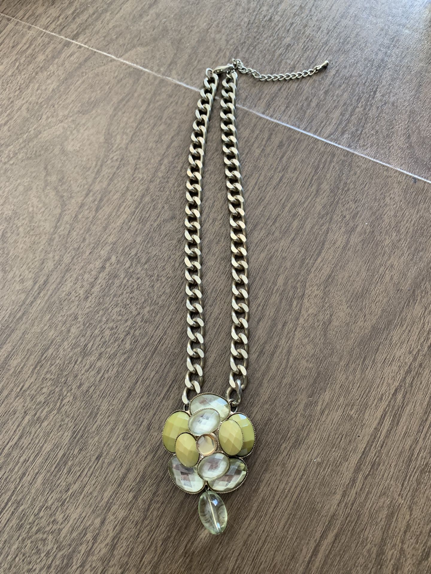 Beautiful Necklace Vintage With Chunky Chain And Large Multi Stone Pendant