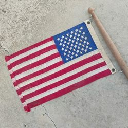 Vintage Boat Flag And Mast