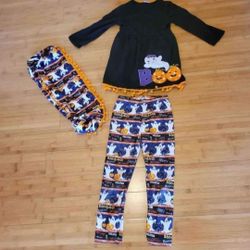 6/7 years old girl halloween costume . 3 peices . pants . shirt and scarf 