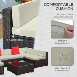 Comfy 7-Piece Outdoor All-Weather Rattan Sectional Set