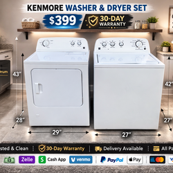 Kenmore top load washer and natural gas dryer set